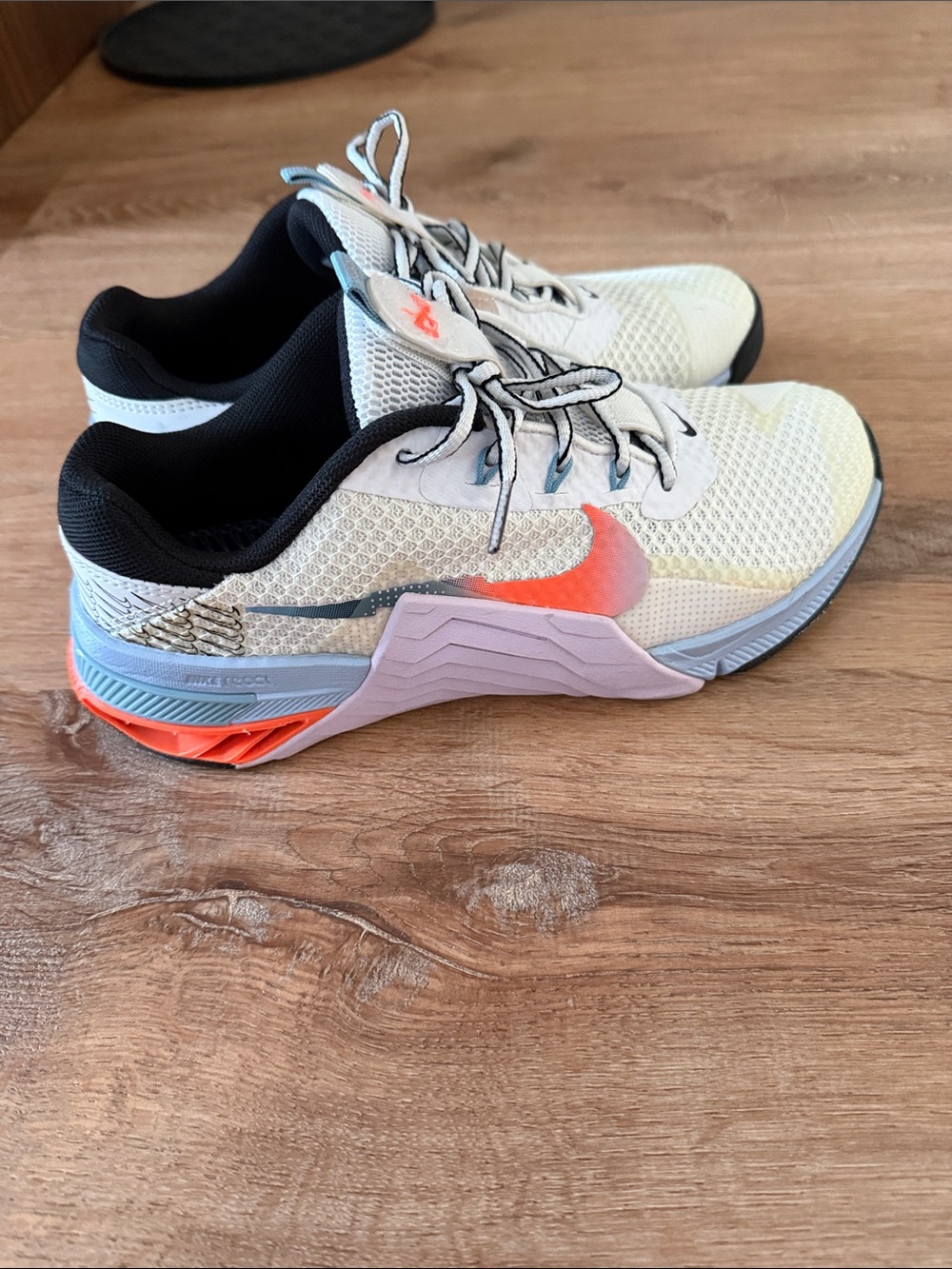 Nike Training Shoes - Cream Upper with Coral Swoosh and Black Lining